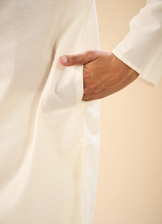 Manyavar Men Radiant Warm White Kurta Pajama