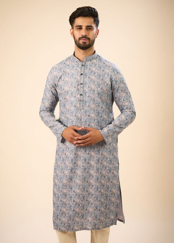 Manyavar Men Glittering Grey Kurta Pajama