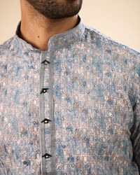 Manyavar Men Glittering Grey Kurta Pajama