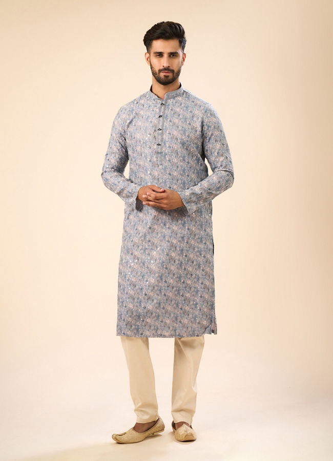 Manyavar Men Glittering Grey Kurta Pajama