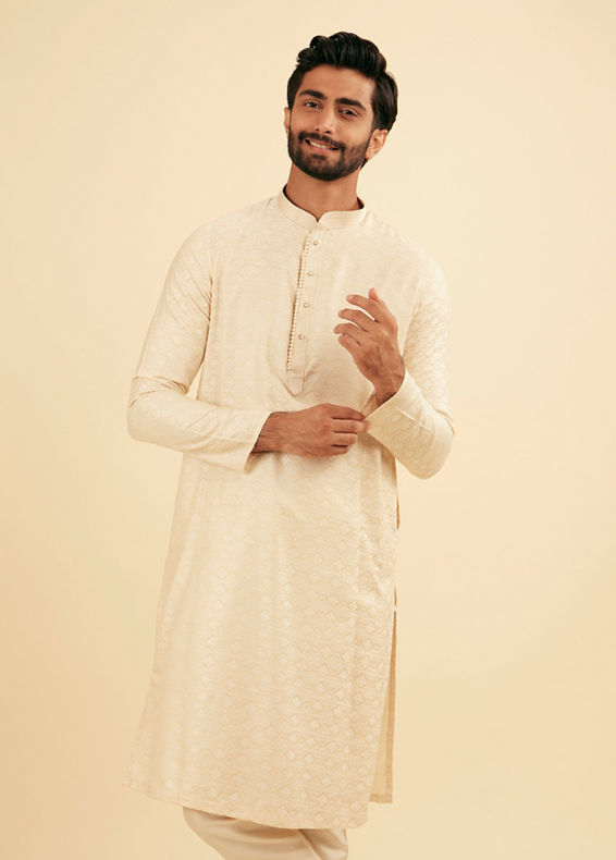 Manyavar Men Beige Elegance Kurta Pajama