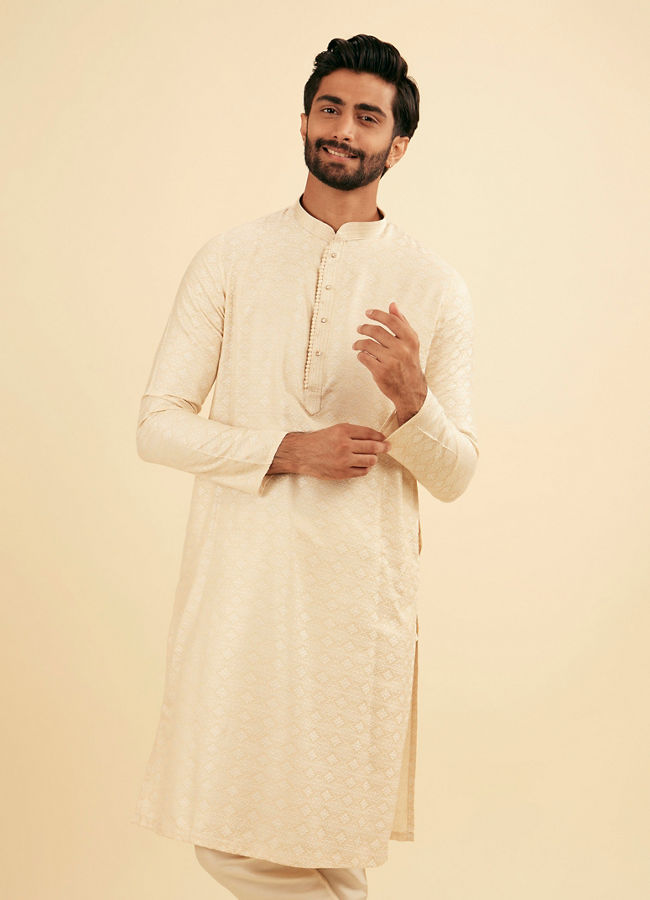 Manyavar Men Beige Elegance Kurta Pajama