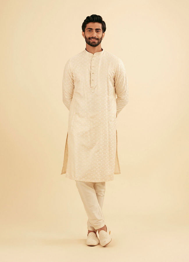 Manyavar Men Beige Elegance Kurta Pajama