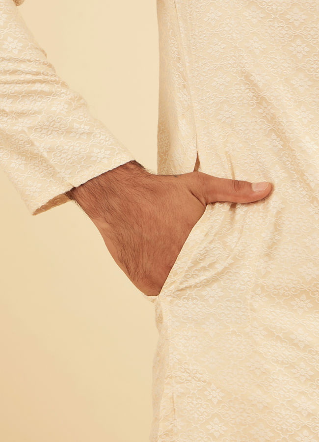 Manyavar Men Beige Elegance Kurta Pajama