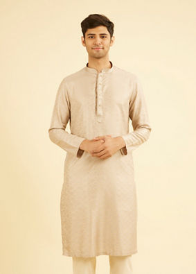 Manyavar Men Beige Extravagance Kurta Pajama