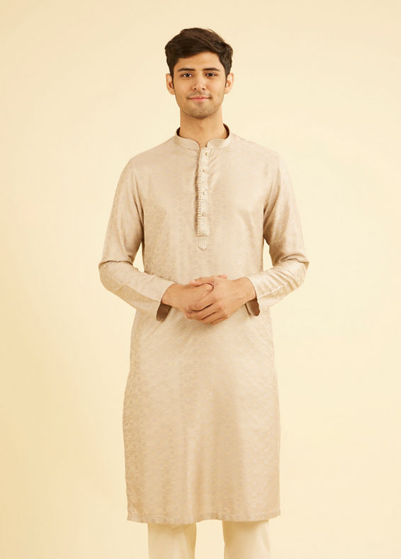 Manyavar Men Beige Extravagance Kurta Pajama