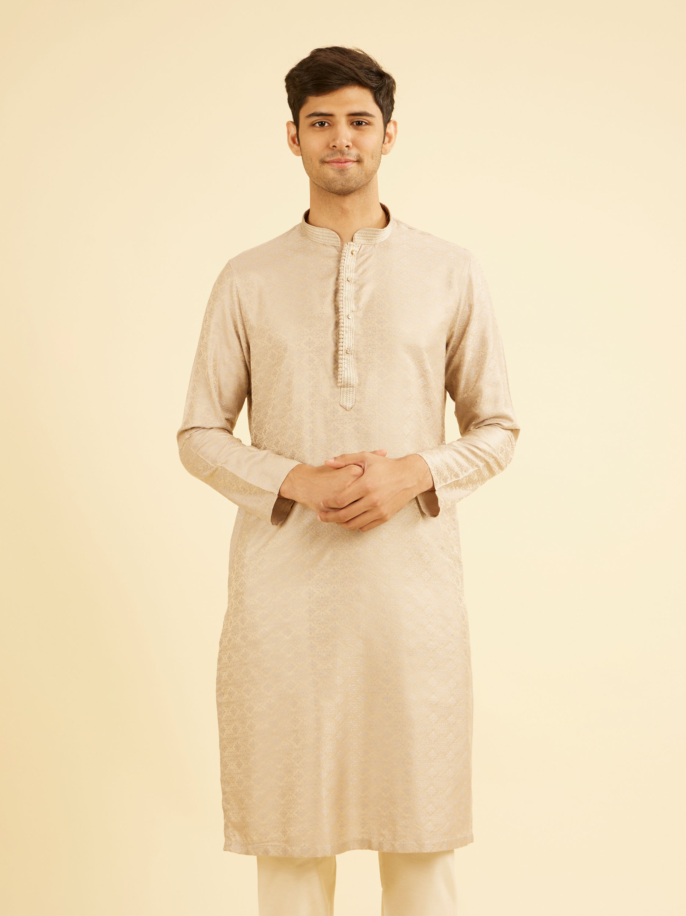 Manyavar Men Beige Extravagance Kurta Pajama
