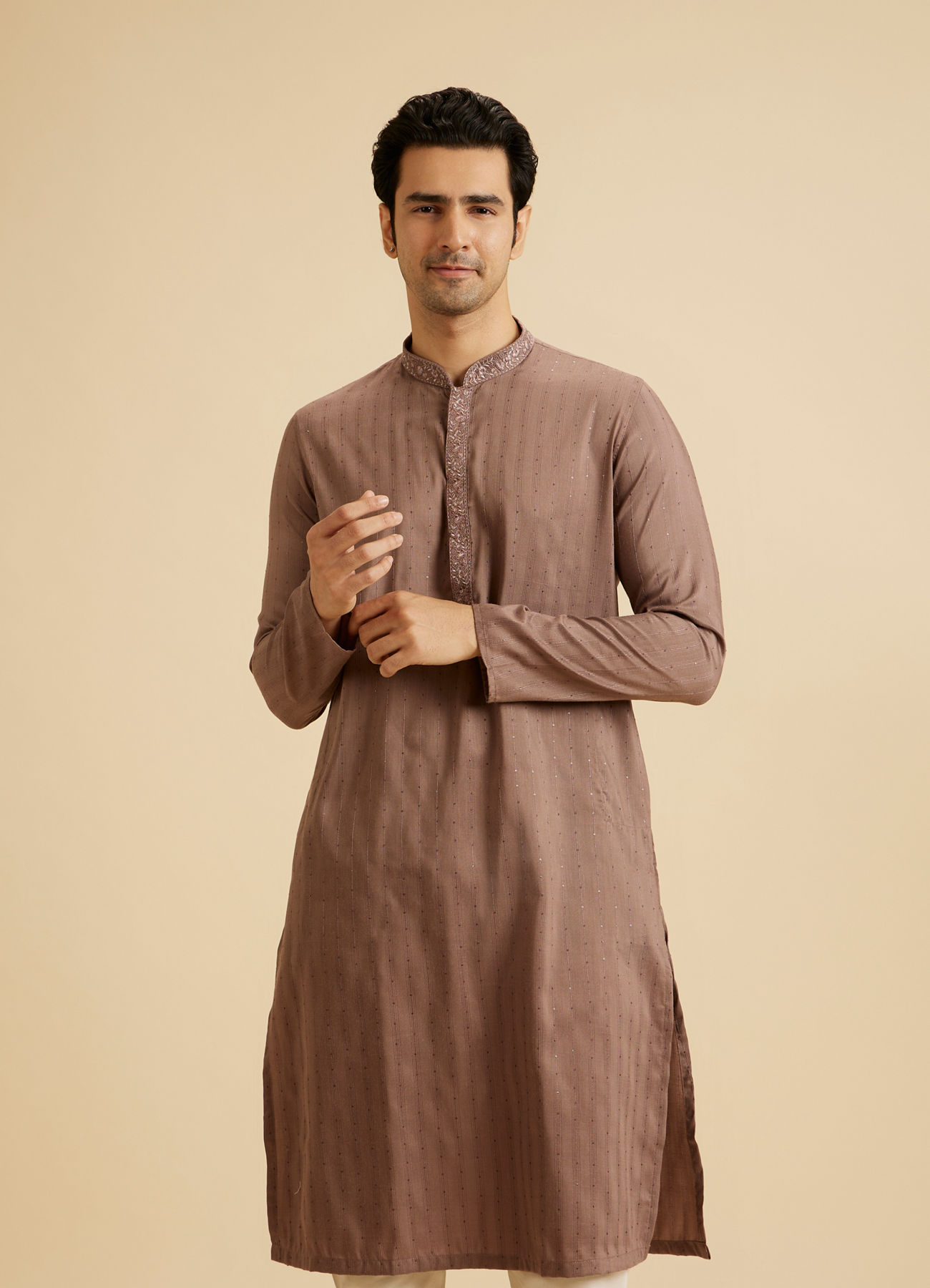 Manyavar Men Elegant Brown Kurta Pajama