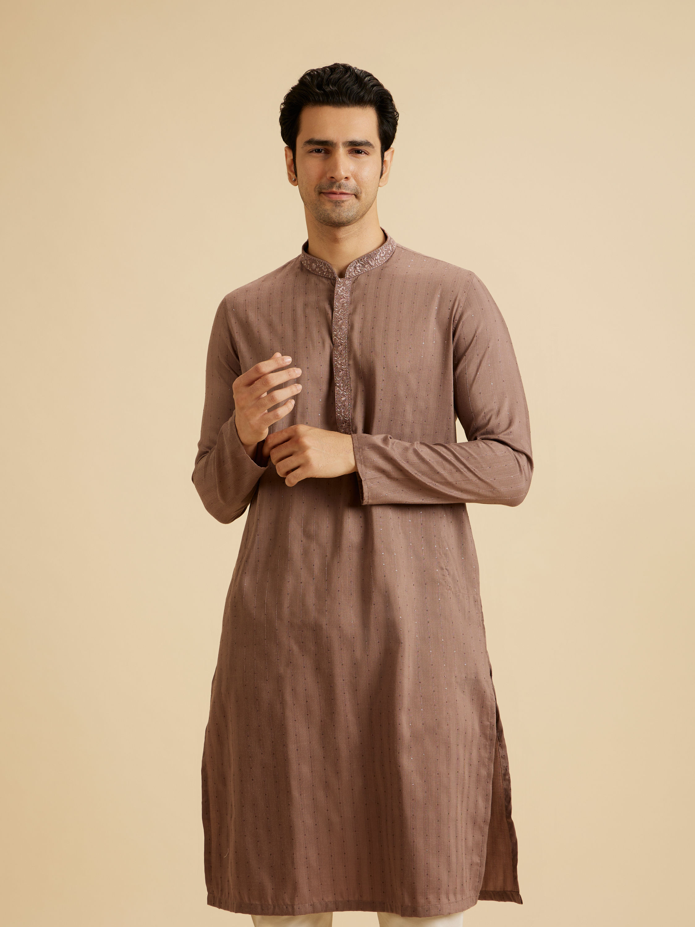 Manyavar Men Elegant Brown Kurta Pajama