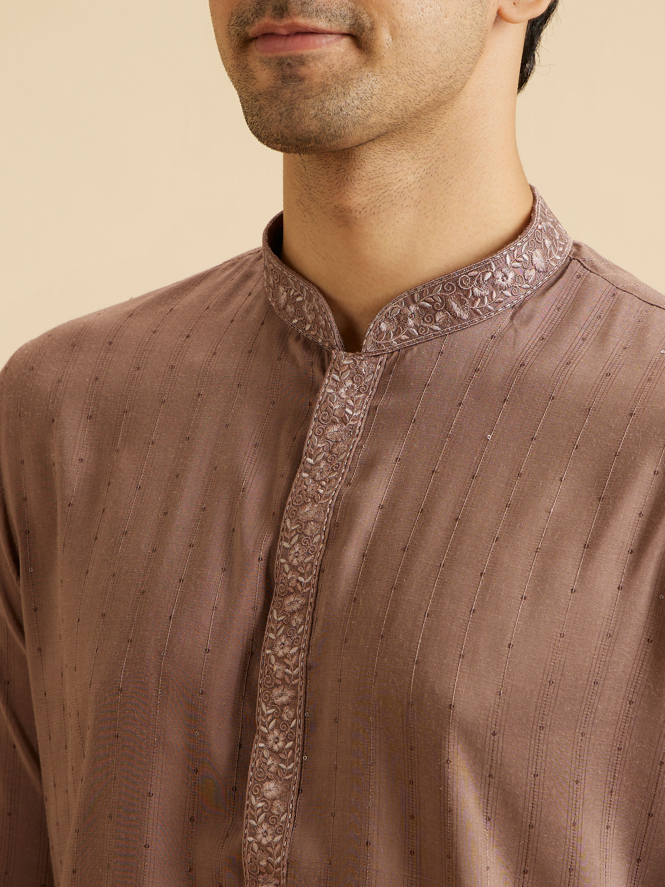 Manyavar Men Elegant Brown Kurta Pajama