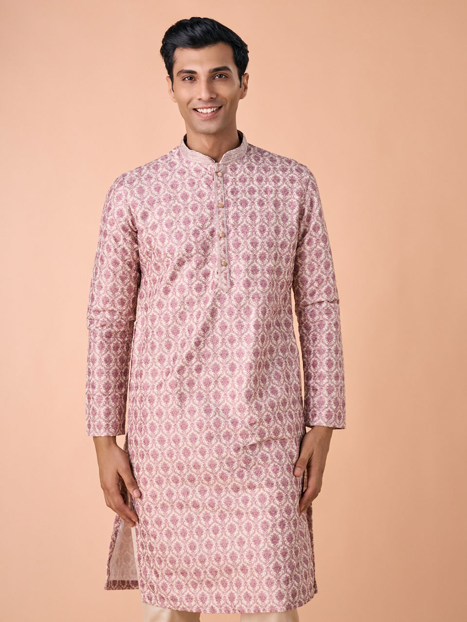 Manyavar Men Dusty Pink Elegance Kurta Pajama