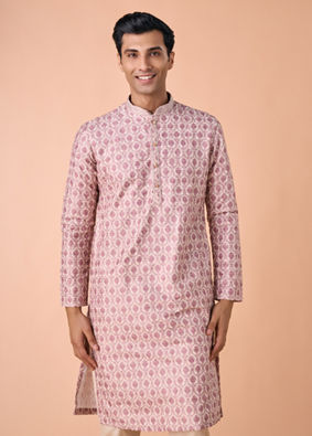 Manyavar Men Dusty Pink Elegance Kurta Pajama