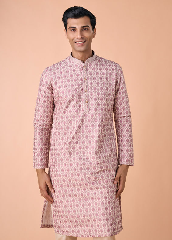 Manyavar Men Dusty Pink Elegance Kurta Pajama