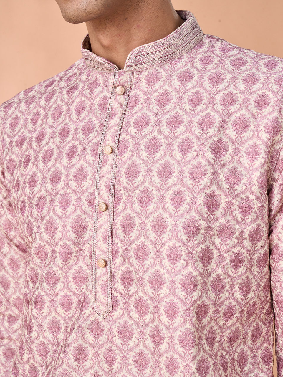 Manyavar Men Dusty Pink Elegance Kurta Pajama