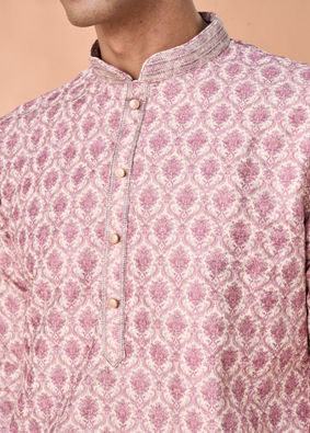 Manyavar Men Dusty Pink Elegance Kurta Pajama