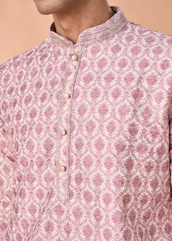 Manyavar Men Dusty Pink Elegance Kurta Pajama