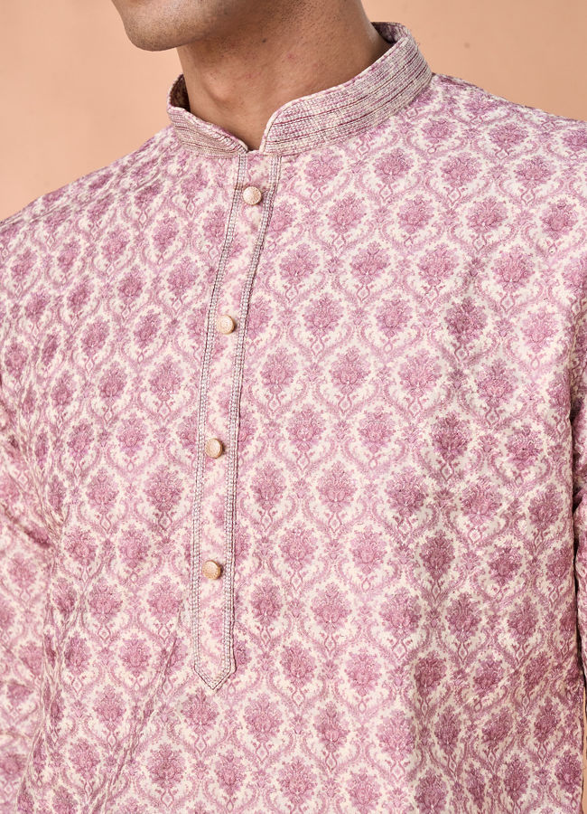 Manyavar Men Dusty Pink Elegance Kurta Pajama