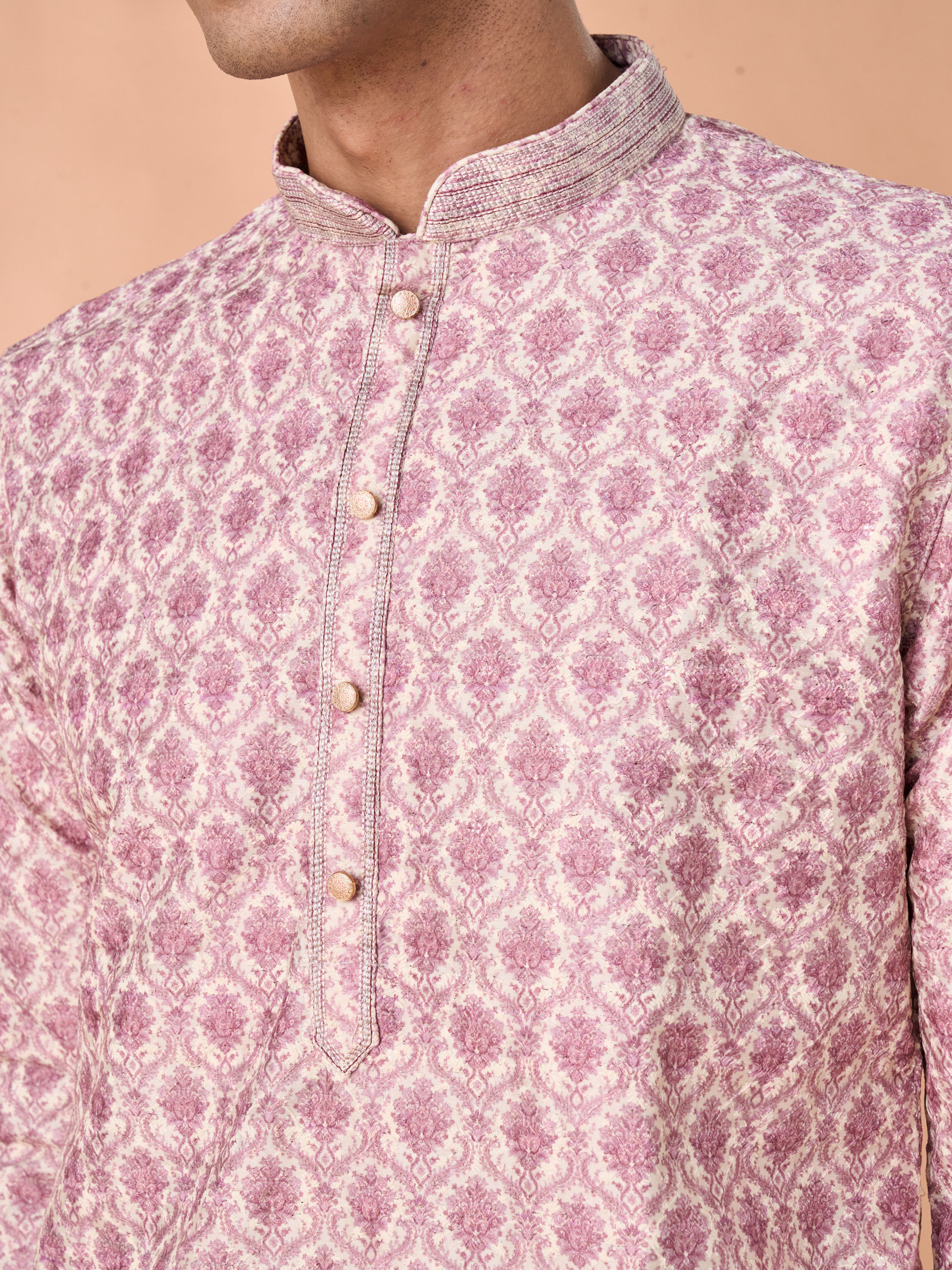 Manyavar Men Dusty Pink Elegance Kurta Pajama
