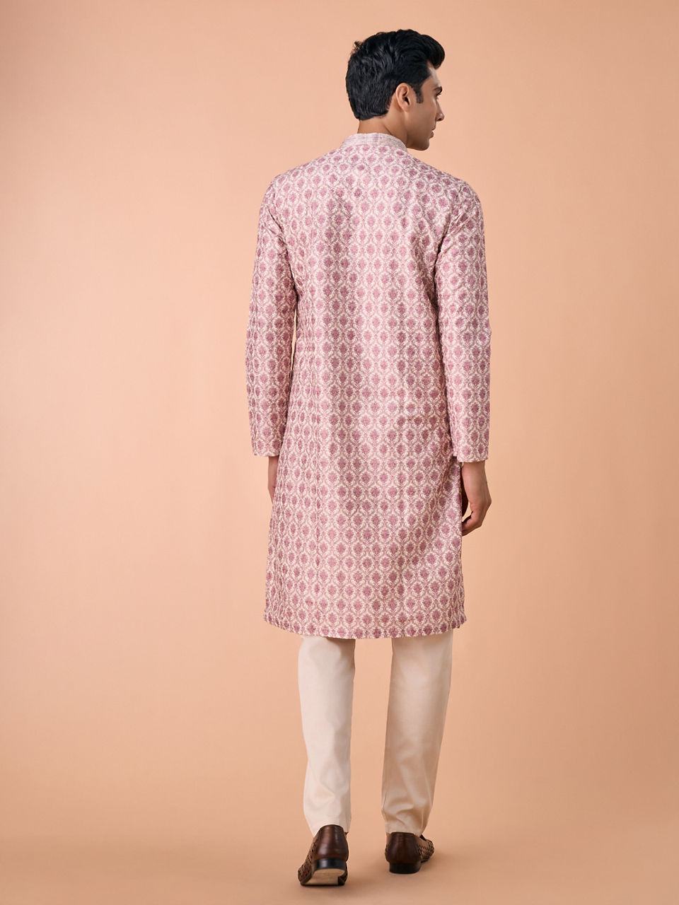Manyavar Men Dusty Pink Elegance Kurta Pajama