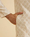 Manyavar Men Exquisite Beige Brocade Kurta Pajama Set