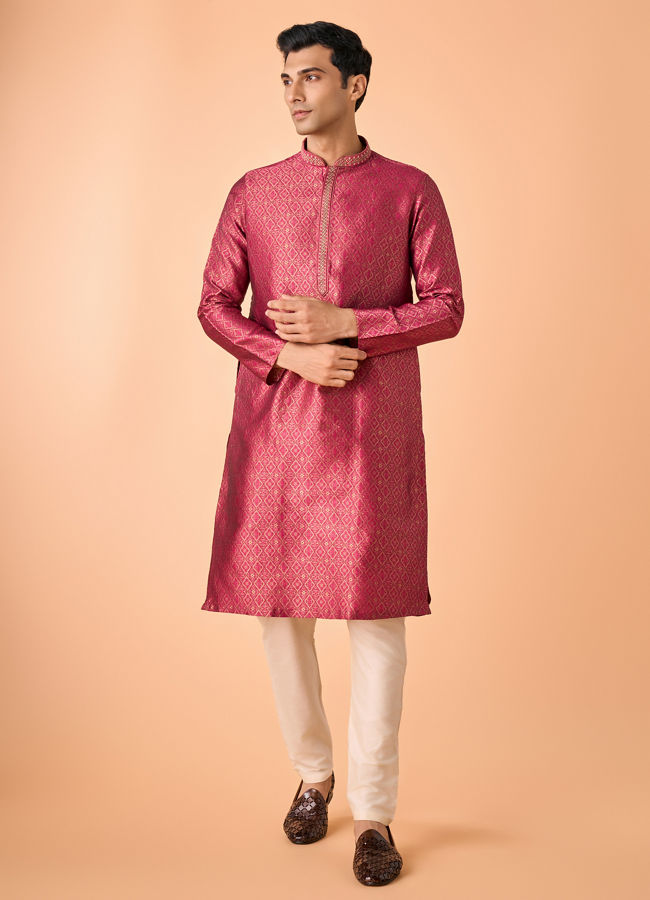 Manyavar Men Regal Rani Pink Kurta Pajama