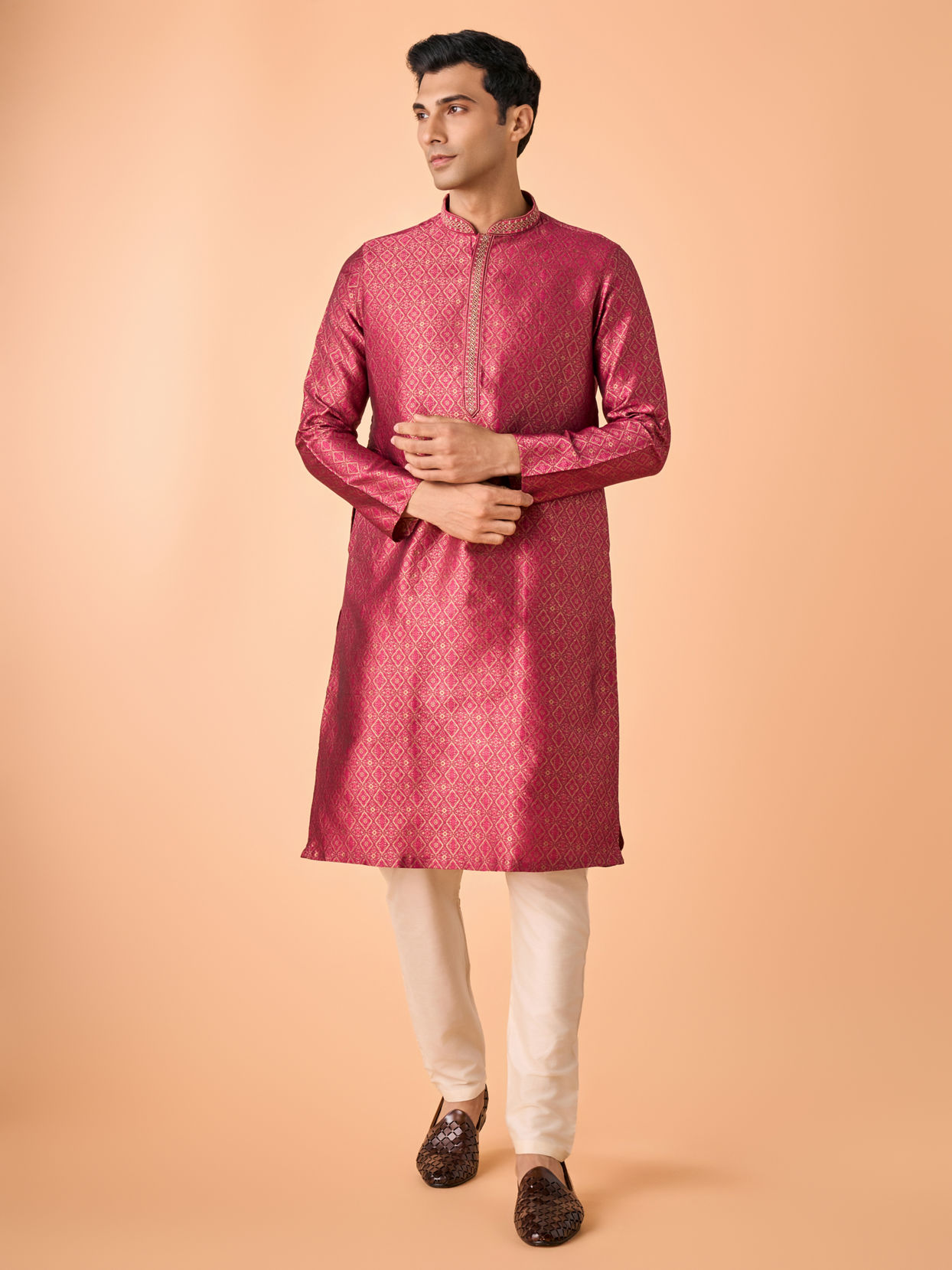 Manyavar Men Regal Rani Pink Kurta Pajama