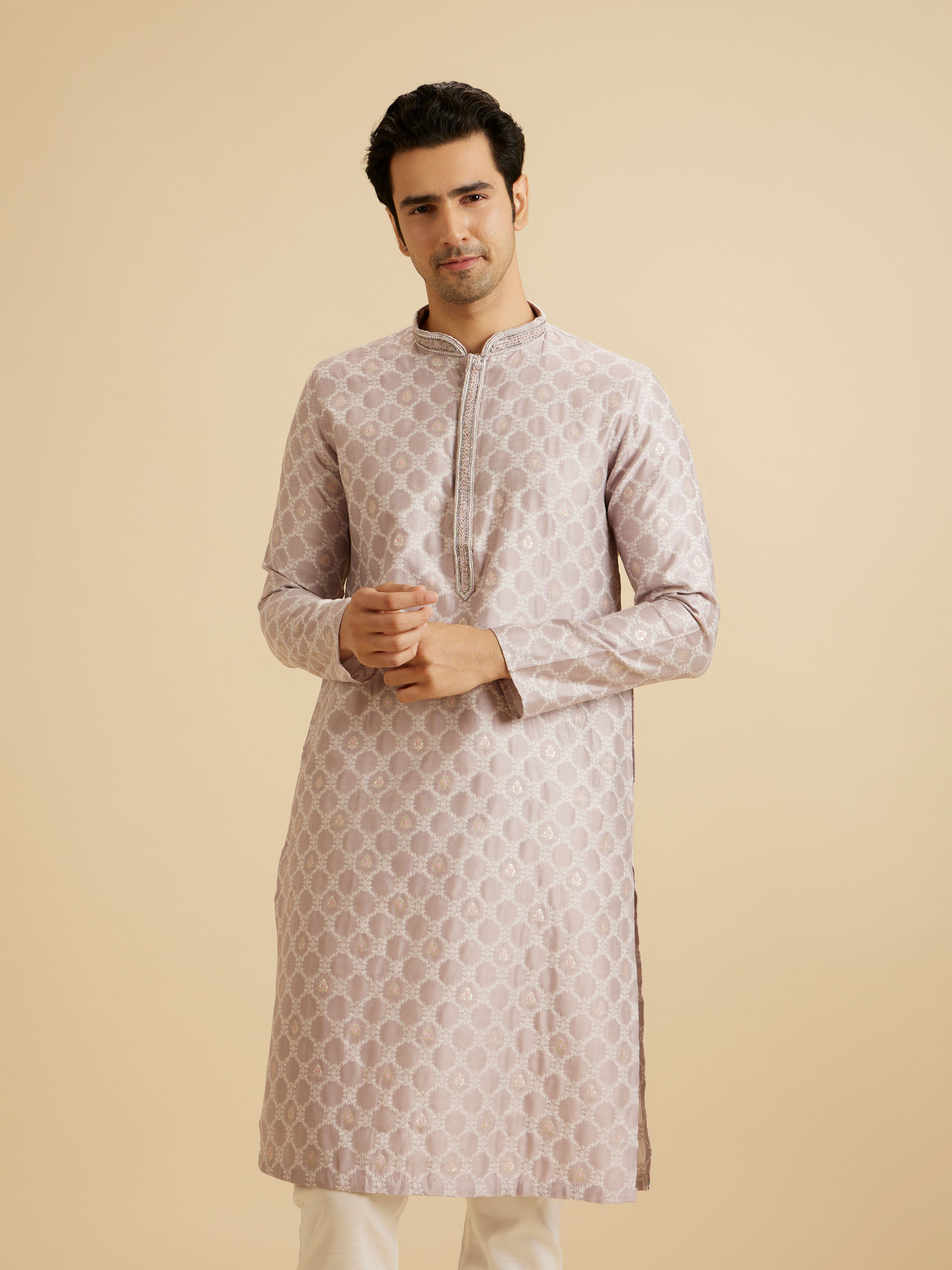 Manyavar Men Lilac Celebration Kurta Pajama
