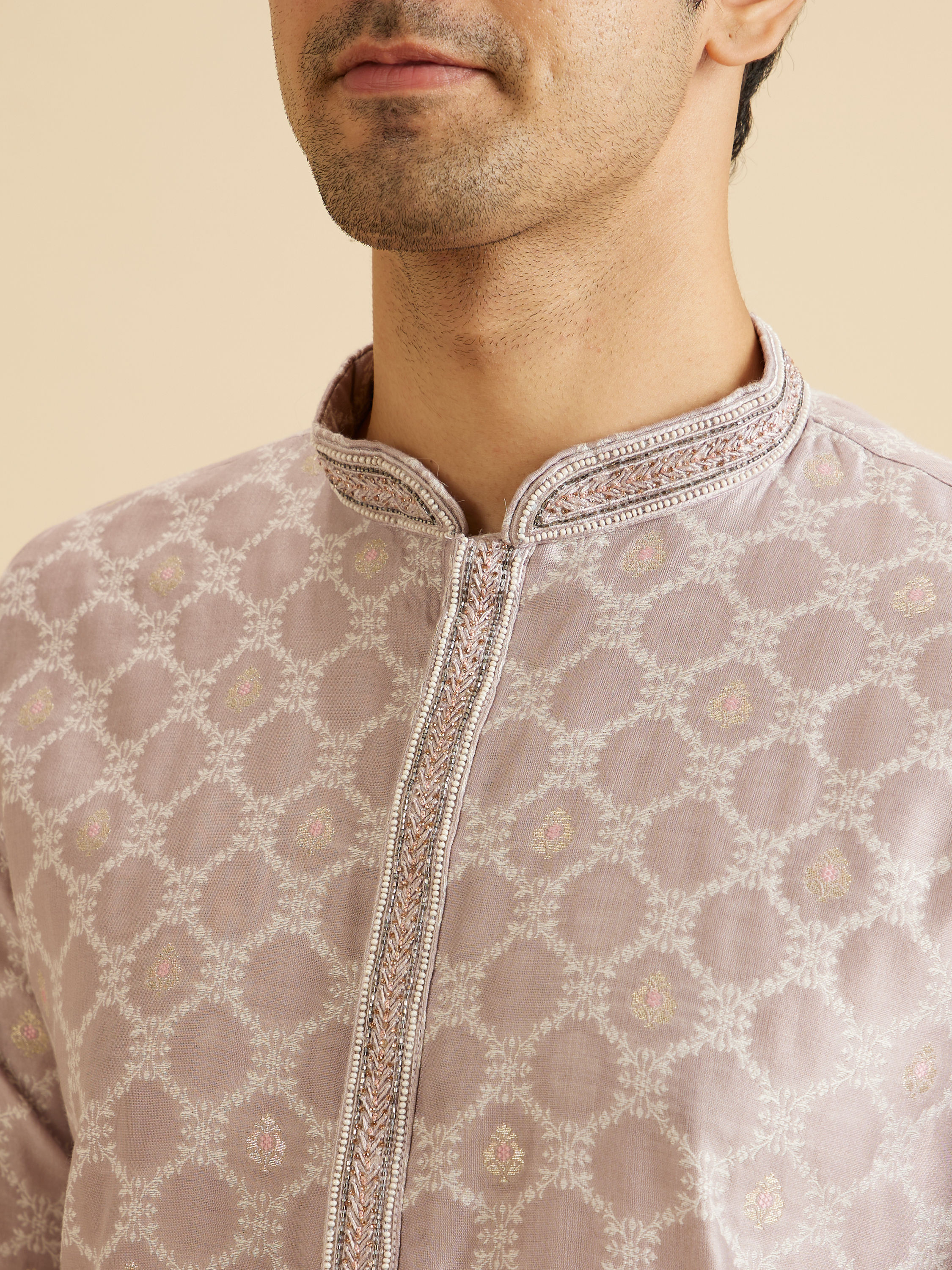 Manyavar Men Lilac Celebration Kurta Pajama