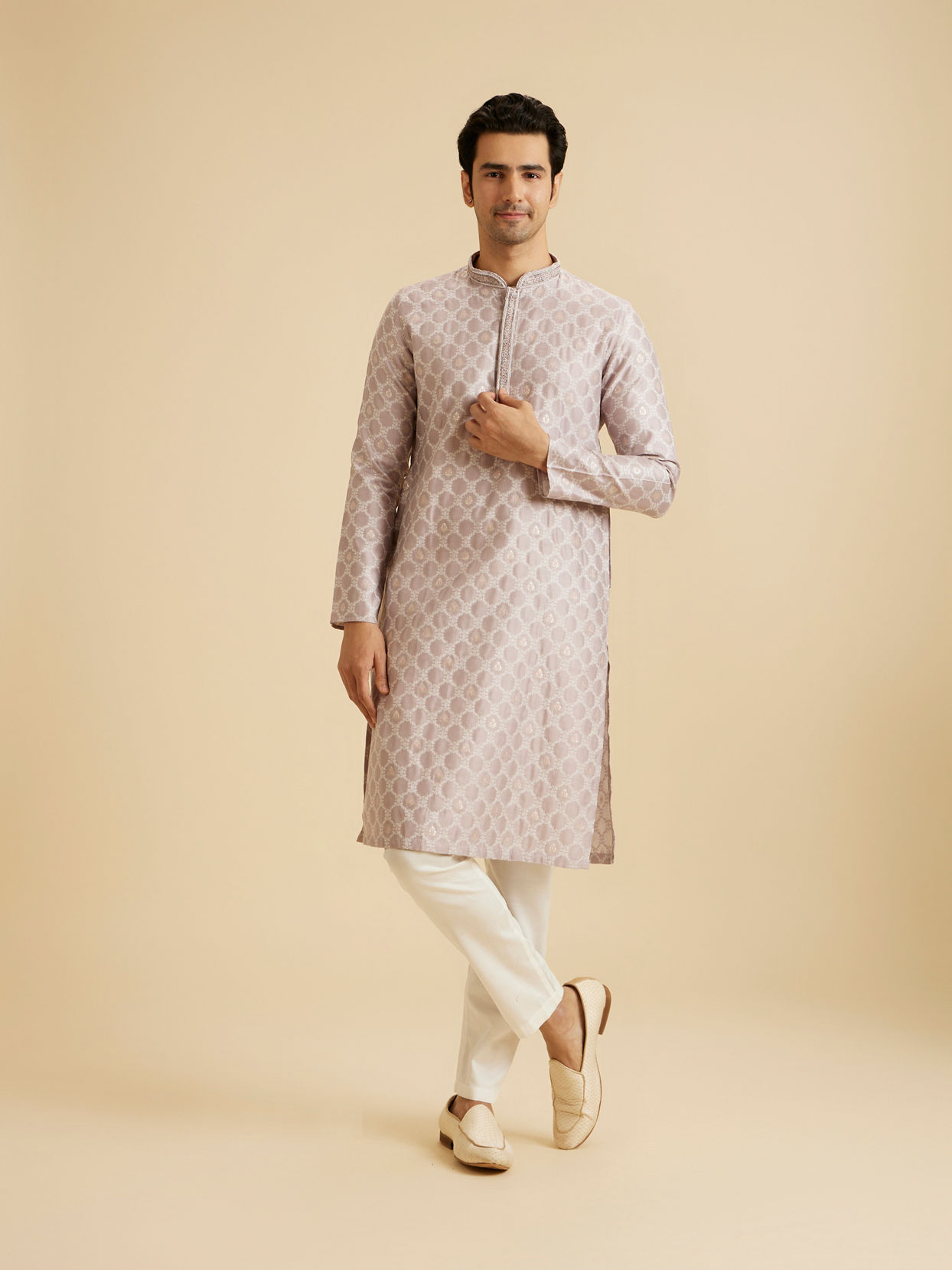 Manyavar Men Lilac Celebration Kurta Pajama