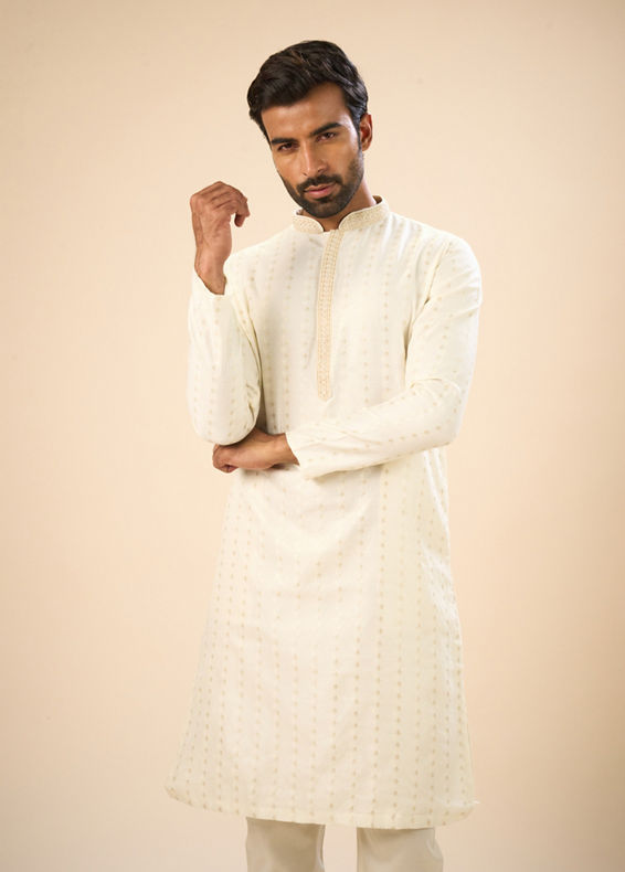 Manyavar Men Cream Splendor Kurta Pajama
