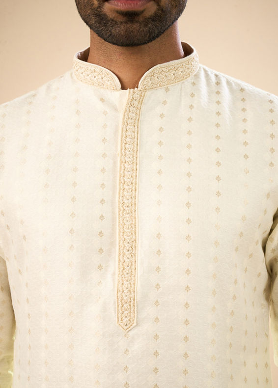 Manyavar Men Cream Splendor Kurta Pajama