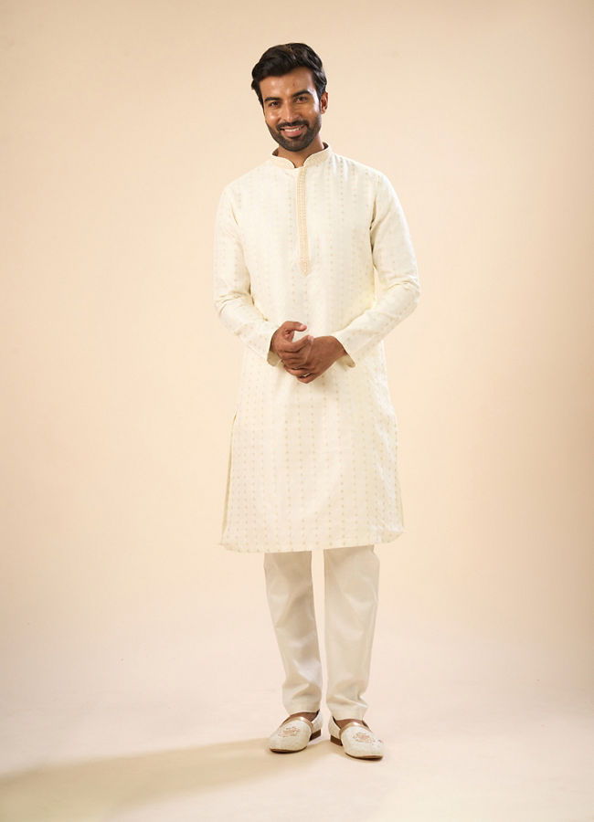 Manyavar Men Cream Splendor Kurta Pajama