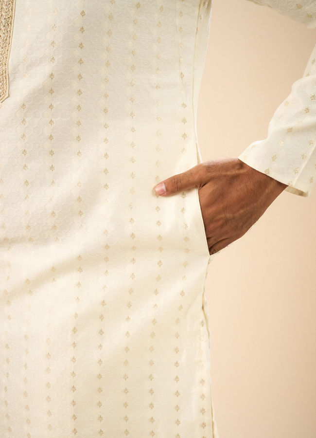 Manyavar Men Cream Splendor Kurta Pajama