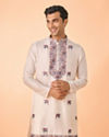 Manyavar Men Cream Satin Glory Kurta Pajama