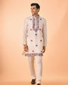 Manyavar Men Cream Satin Glory Kurta Pajama
