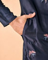 Manyavar Men Vibrant Dark Blue Satin Kurta Pajama