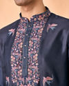 Manyavar Men Vibrant Dark Blue Satin Kurta Pajama