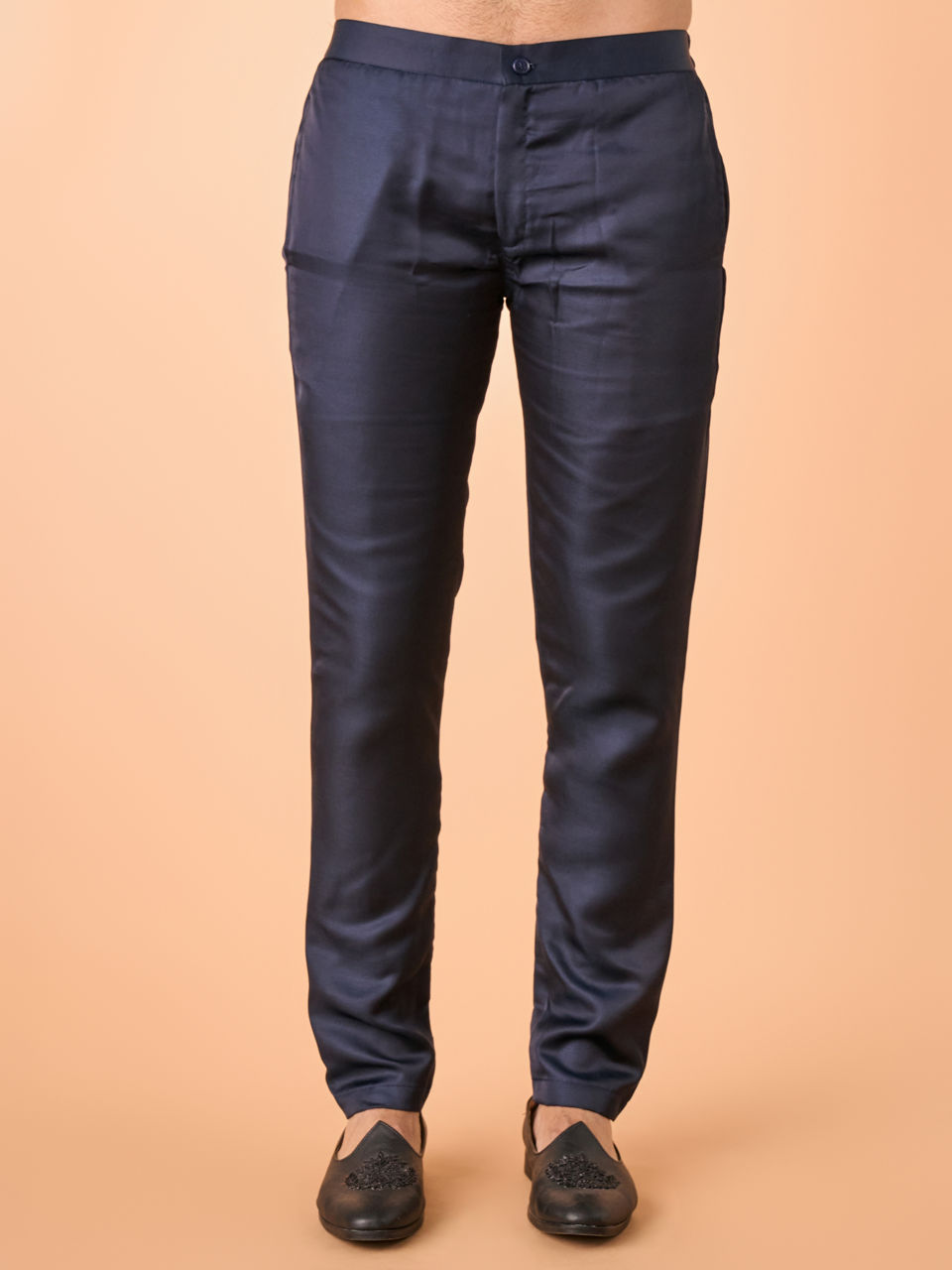 Manyavar Men Vibrant Dark Blue Satin Kurta Pajama