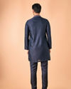 Manyavar Men Vibrant Dark Blue Satin Kurta Pajama