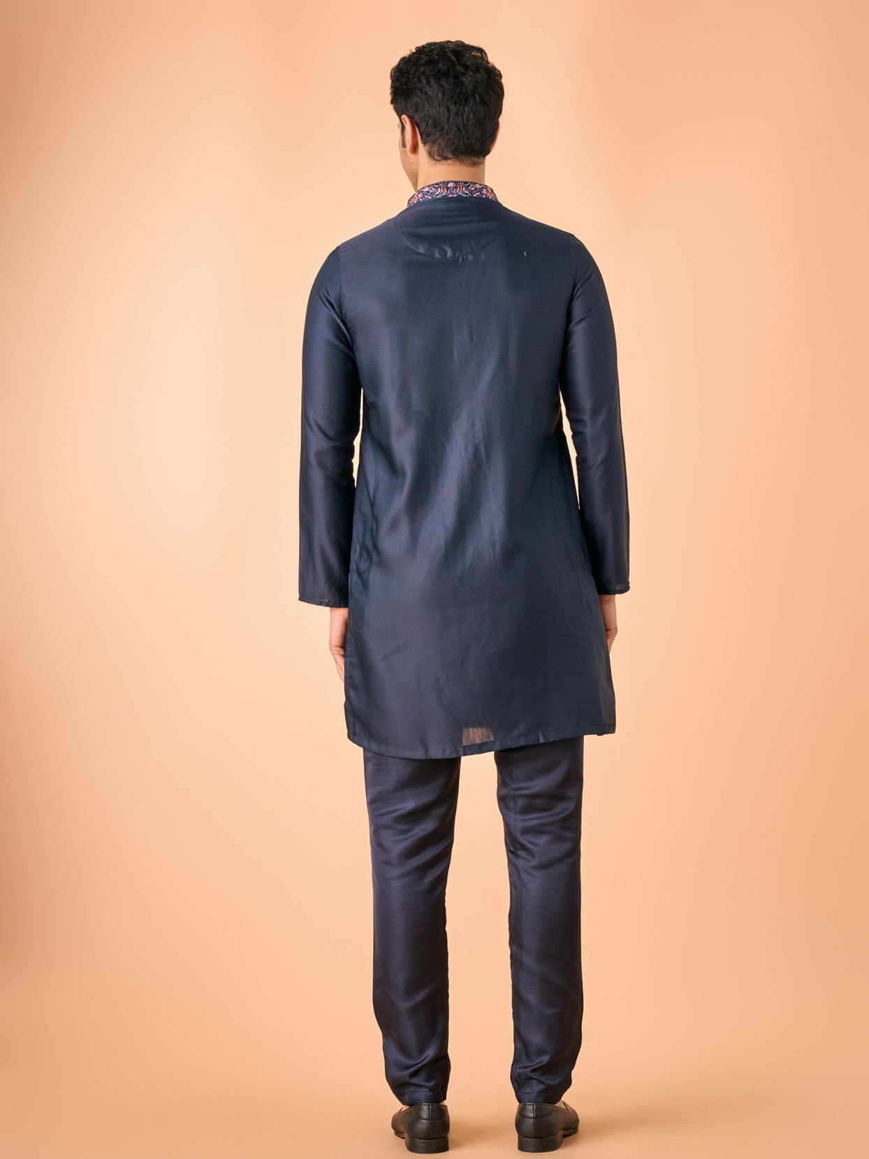 Manyavar Men Vibrant Dark Blue Satin Kurta Pajama