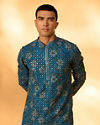 Manyavar Men Radiant Teal Blue Kurta Patiala