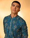 Manyavar Men Radiant Teal Blue Kurta Patiala