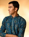 Manyavar Men Radiant Teal Blue Kurta Patiala