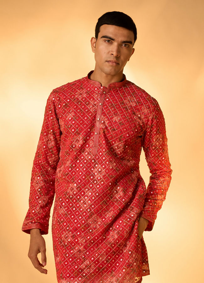 Manyavar Men Regal Red Kurta Patiala Set