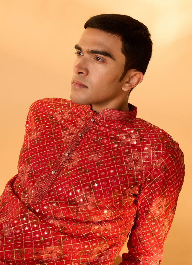 Manyavar Men Regal Red Kurta Patiala Set