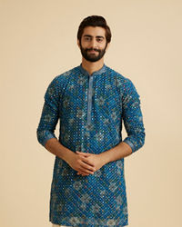 Manyavar Men Radiant Teal Blue Kurta Pajama
