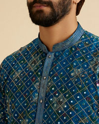 Manyavar Men Radiant Teal Blue Kurta Pajama