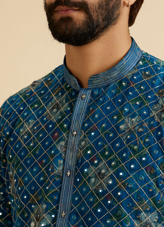Manyavar Men Radiant Teal Blue Kurta Patiala