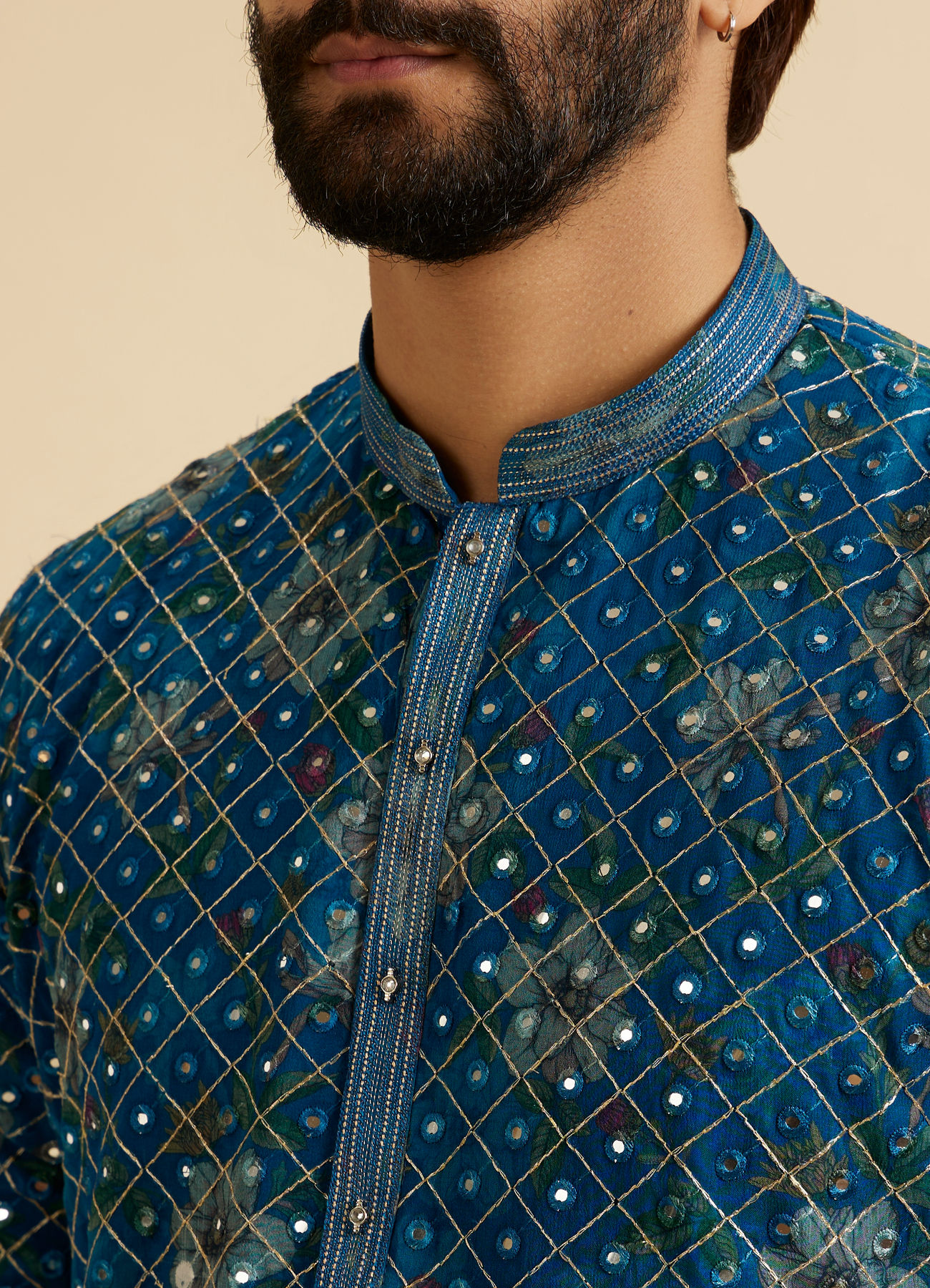 Manyavar Men Radiant Teal Blue Kurta Pajama
