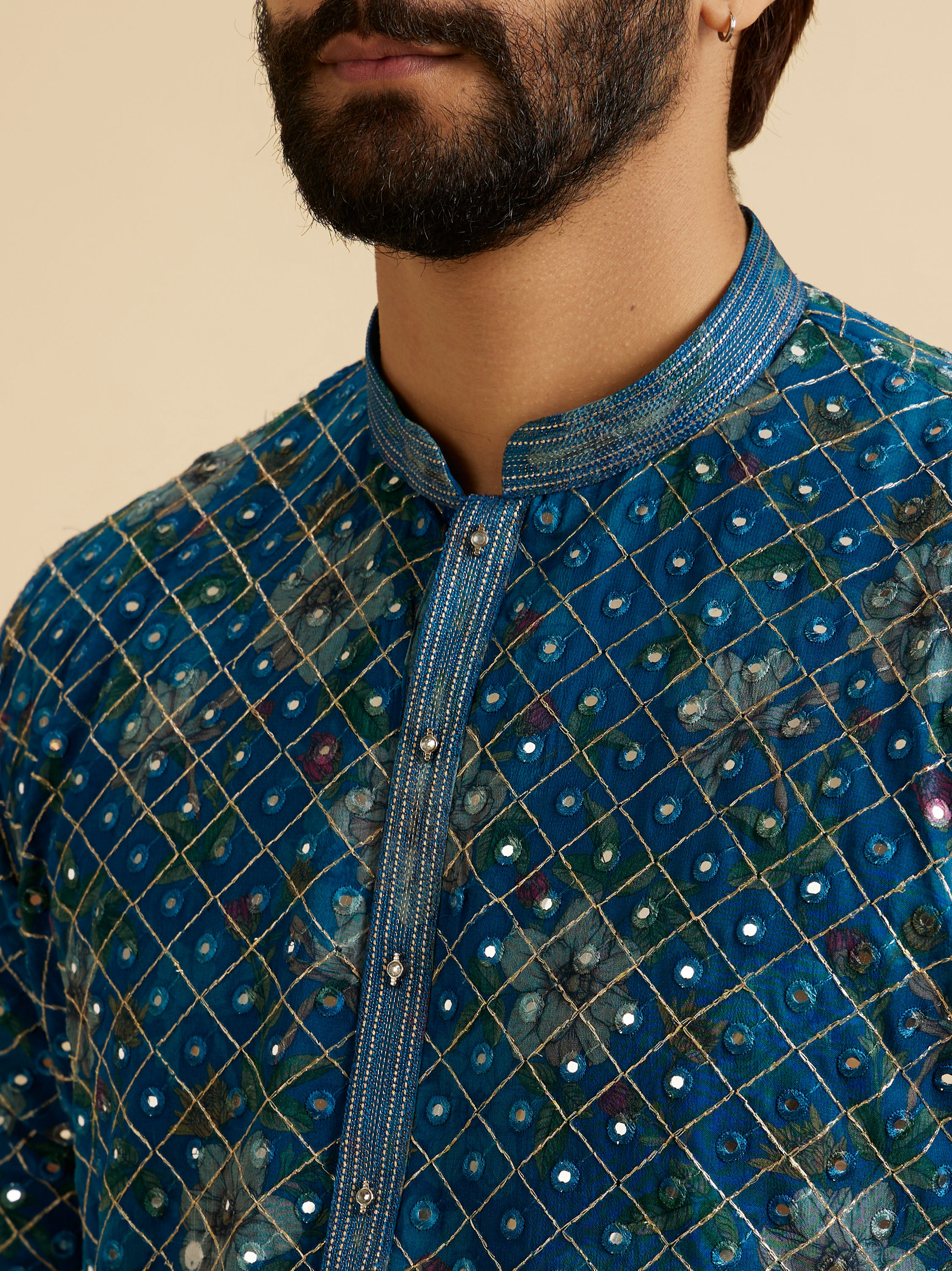 Manyavar Men Radiant Teal Blue Kurta Pajama